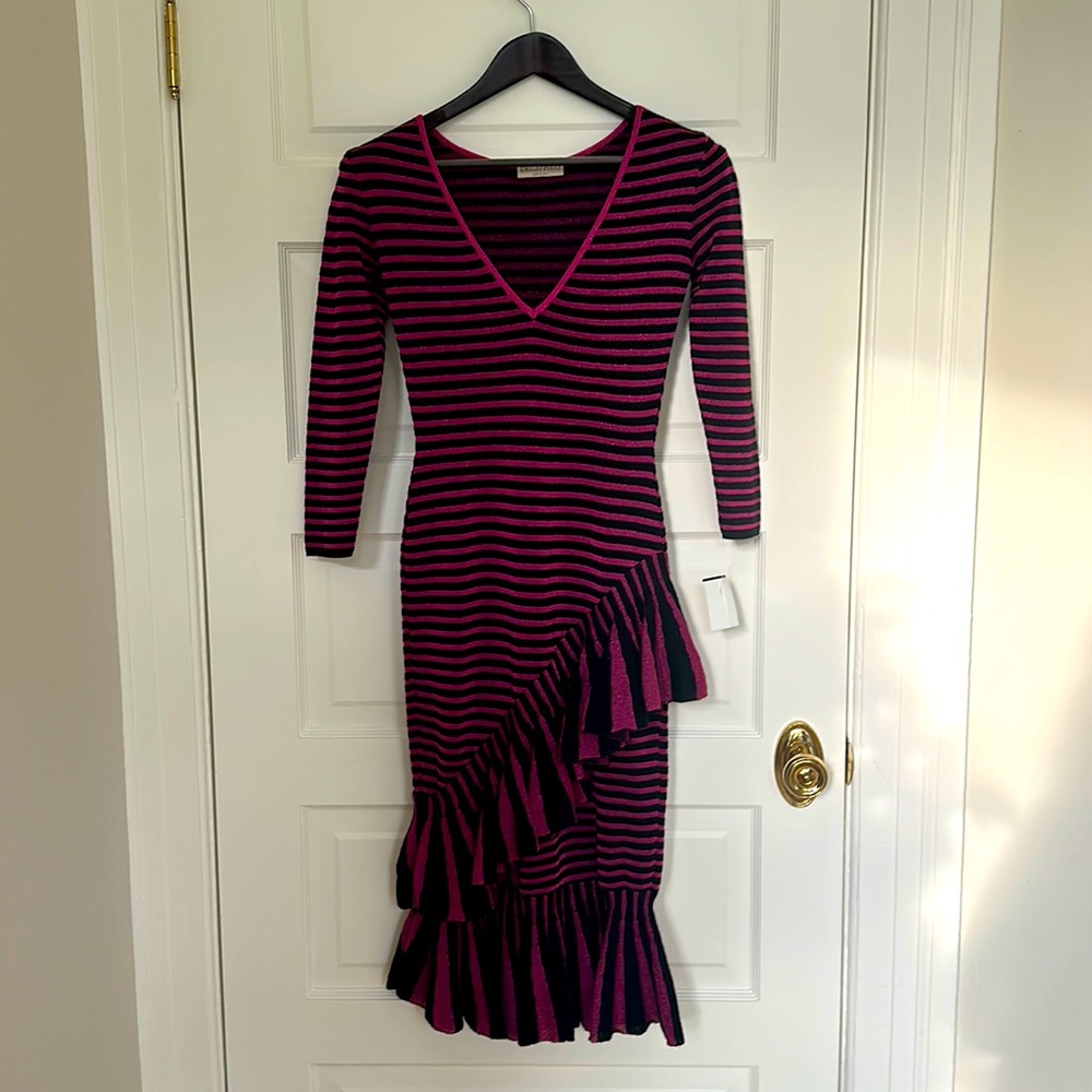 Emilio Pucci Knit Ruffled Sparkle Midi Dress Size S